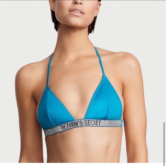 Victoria's Secret Turquoise Bikini Top with Rhinestones - Picture 2 of 4